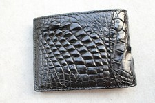 Real Genuine Crocodile Leather Skin Men's Money Clip Bifold Wallet Black 12