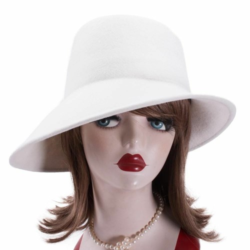 1pz Cappelli Invernali Feltro Lana Asimmetrico Fedora Cappello Chiesa Donna Copricapo Accessorio - Foto 17 di 17