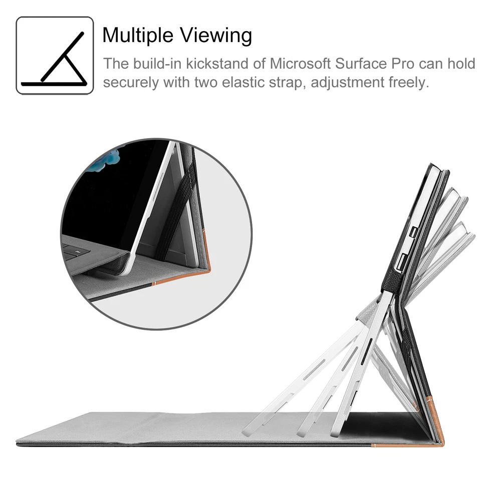 For Microsoft Surface Pro 7 / Pro 6 / Pro 5 / 4 / 3 Case Portfolio Stand Cover - Image 2 of 4