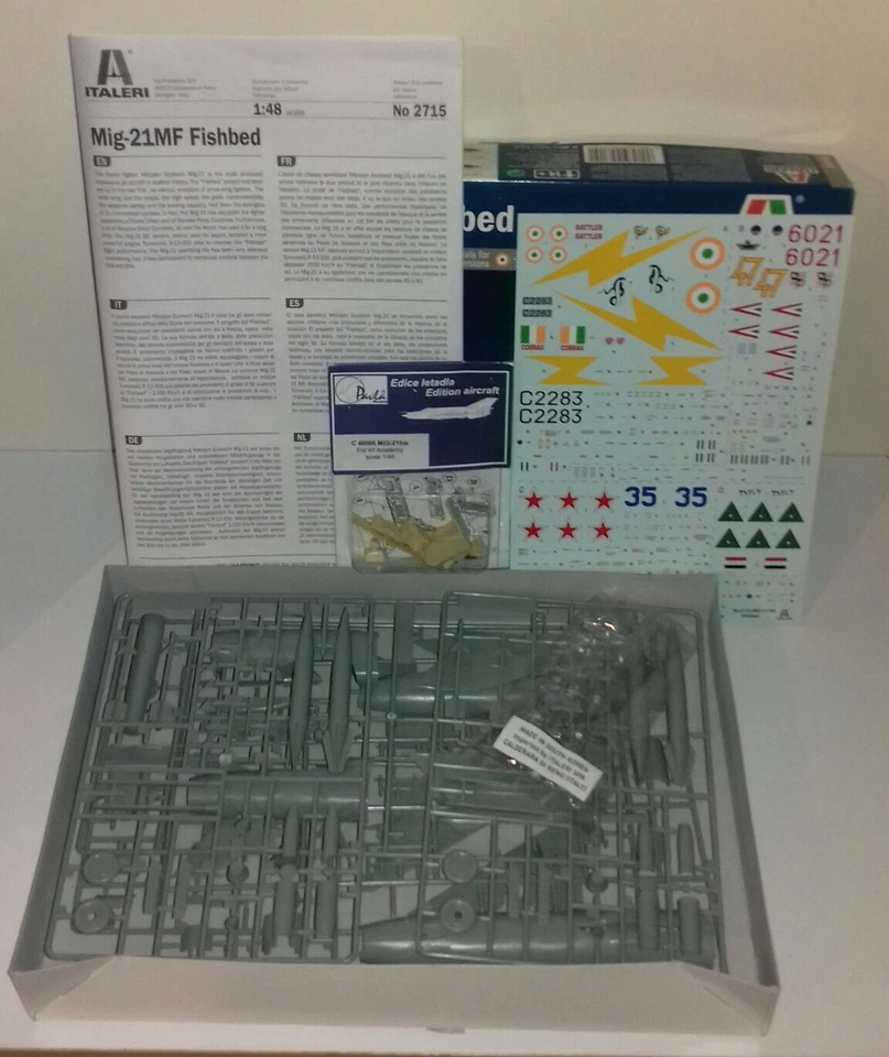 MIG 21 MF ITALERI KIT 1/48 2715 SUPER DECAL SHEET+ INT. IN RESINA PAVLA - Immagine 2 di 2