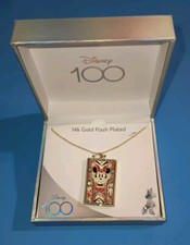 Disney Celebrates 100 Minnie Mouse Necklace 14k Gold Flash Plated NEW NIB