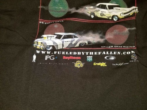 NEW FUELED BY THE FALLEN 1963 CHEVY NOVA USMC MARINES RACING RACE CAR T SHIRT L - Picture 3 of 3