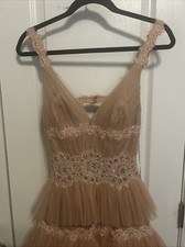 Size 2 Beautiful Ellie Wilde Prom Gown. Blush Pink Chiffon With Sequin Detail.