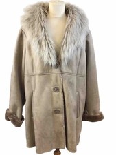 Gabriella Vicenza Afghan Style Faux Fur Coat Stone Colour Size Xl