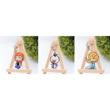 Disney Frozen Olaf Anna Elsa Double Sided Acrylic Clear Charm Keychain, Set of 3
