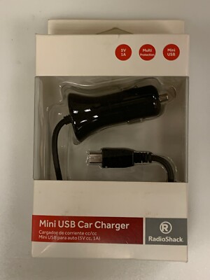 Black Car Charger with Built-In Mini USB Cable Cigarette Lighter Adapter Socket 