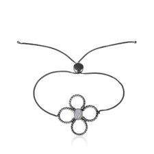 Twisted Flower Moonstone Bracelet 925 Sterling Silver Adjustable Chain Bracelet