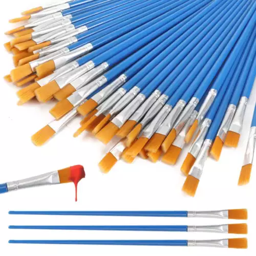 100pcs Artist Paint Flat Brushes Set Acrylic Oil Watercolor Painting Art Craft - Picture 2 of 10