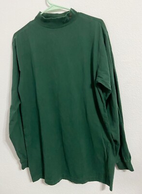 Greg Norman Collection, Men Long Sleeve Solid Green Pullover Shirt, Medium