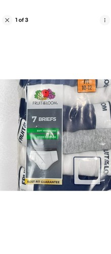 7 Pack Boys Fruit of the Loom Eversoft Briefs flexible waistband Size 10/12 M