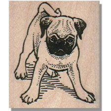 Mounted Rubber Stamp, STANDING PUG, Dog Rubber Stamp, Animal, Dog Pug Pup Stamp