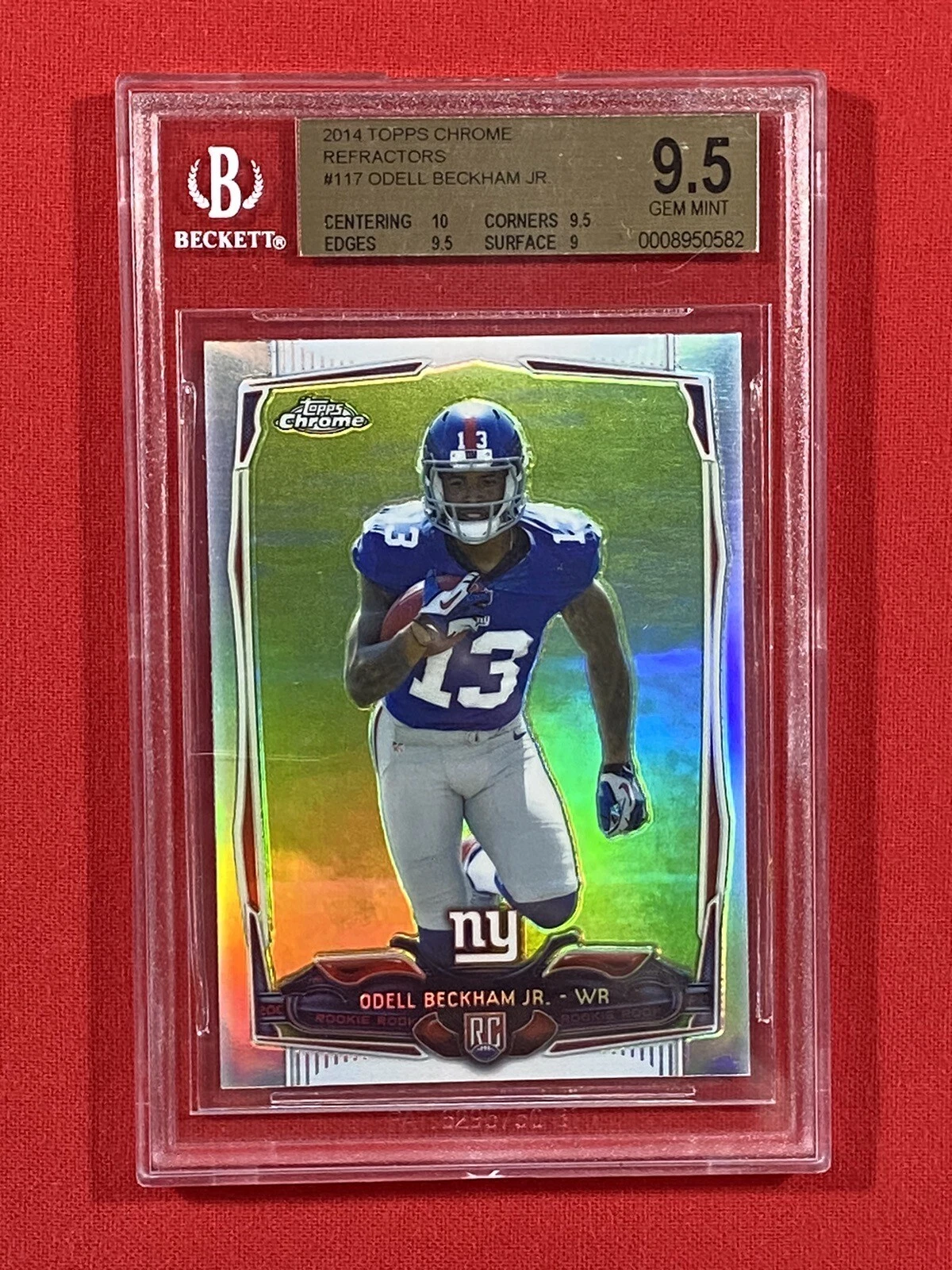 Odell Beckham Jr. Topps Chrome #117 Facing Forward-Blue Wave Refractor