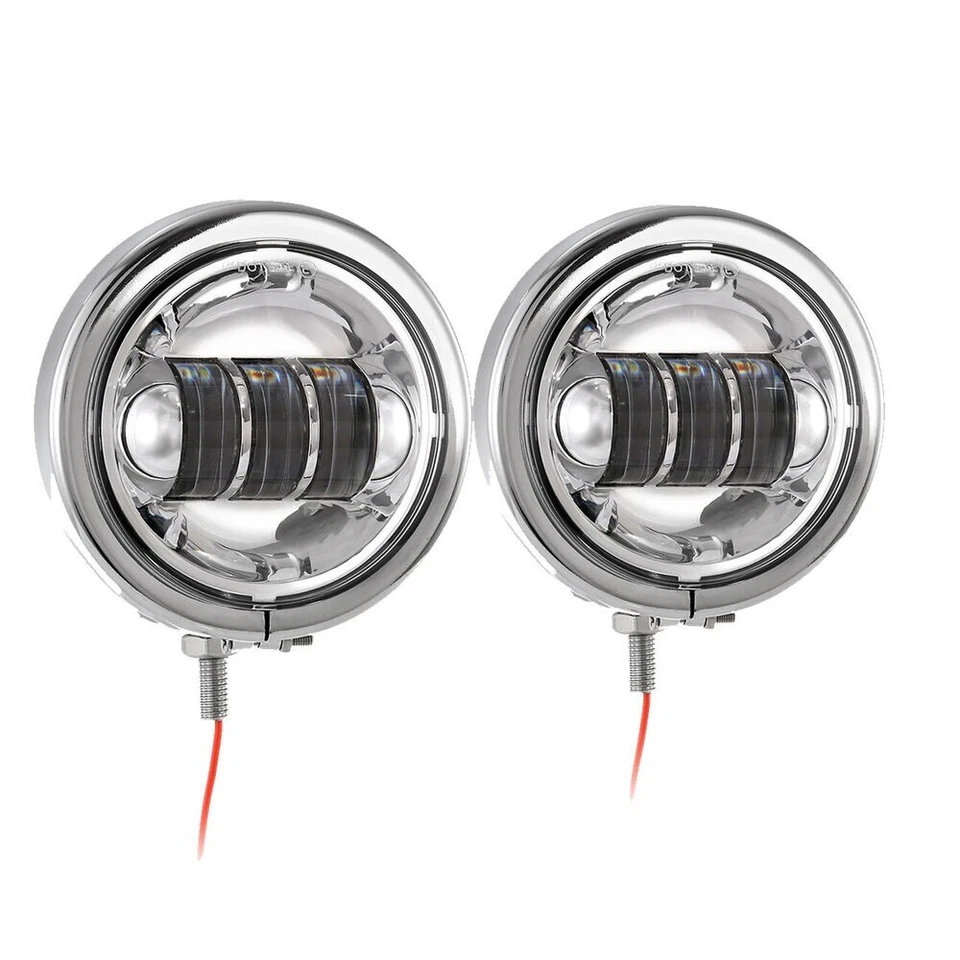 Par de luces antiniebla LED cromadas para motocicleta de 4,5" para Yamaha V star 1100 650 Foto 4 de 4