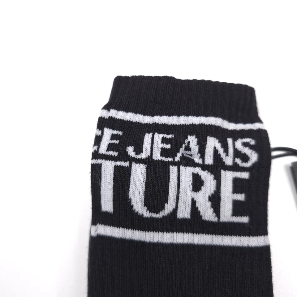 Versace Jeans Couture Black Logo Stripe Socks Made in Italy Mens Size 43 / 36 - Image 2 of 4