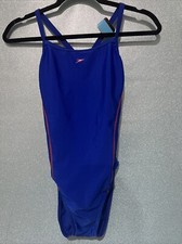 Speedo Performance Tech Race Blue Swimsuit Size 8/34 NWT