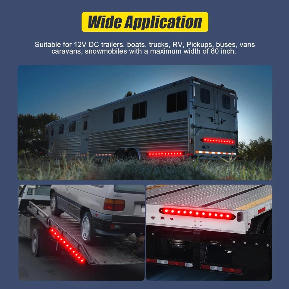 Orange/ Red Stop Rear Recovery Tail Brake Light Turn Signal Lamp 12V Car Truck - Image 2 of 4