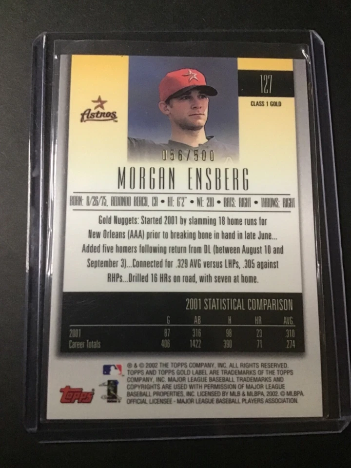 2002 Topps Gold Label - Class 1 Gold #127 Morgan Ensberg 56/500 - Image 2 of 2
