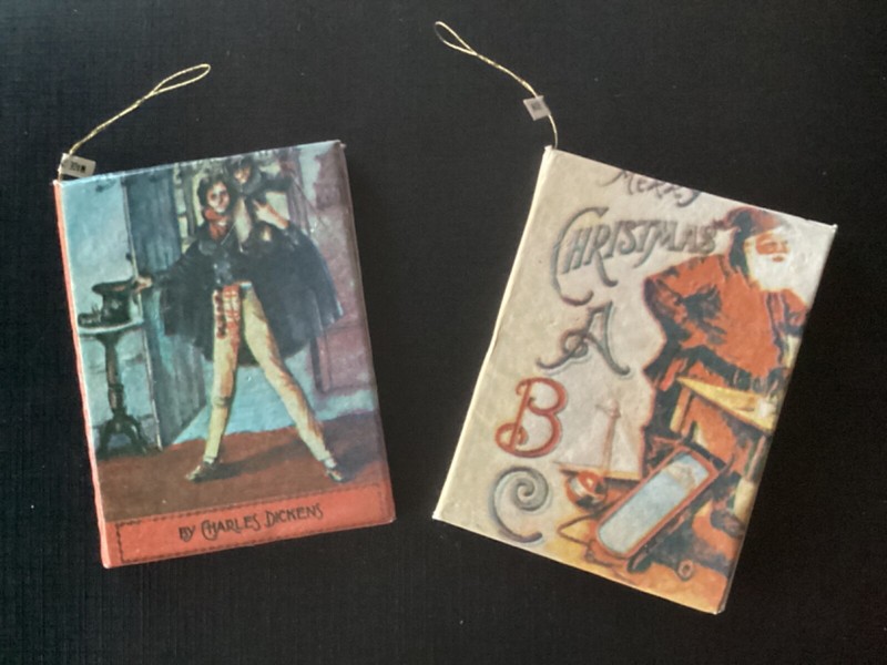 Charles Dickens Miniature Story Book  & ABC Christmas Book Ornaments RARE Vintge