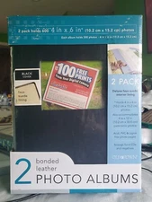 NEW Set of 2 Photo Albums Bonded Leather Old Town Holds 300 Photos Each SEALED