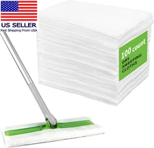 100 Count Dry Sweeping Cloths - Disposable Mop Pads Refills for Thin Mops for Fl