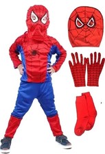 Spider-Man Dress Kids Costume Fancy Wear Age 2-4 Years Dress Mask Socks Gloves