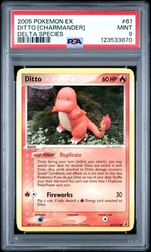 2005 POKEMON EX DELTA SPECIES #61 DITTO [CHARMANDER] PSA 9