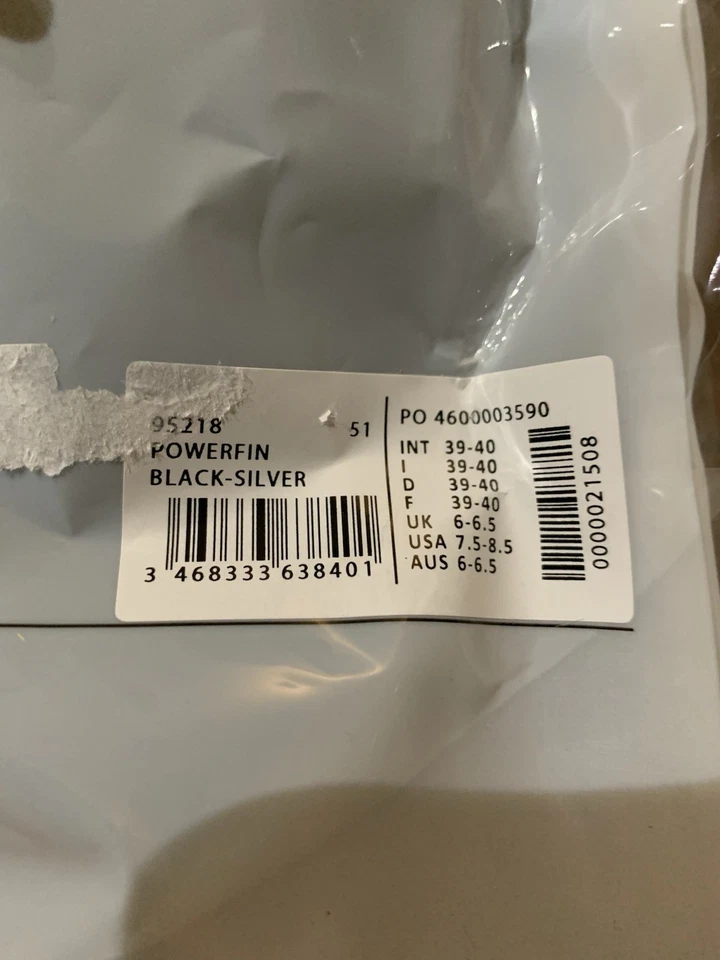 arena Powerfin Schwimmflossen 39-40 Flossen Schwarz Trainingsflossen Kurze - Bild 4 von 4