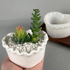 Cute Heart Shape Flowerpot Silicone Mold Handmade Jewelry Storage Box Plaster Re