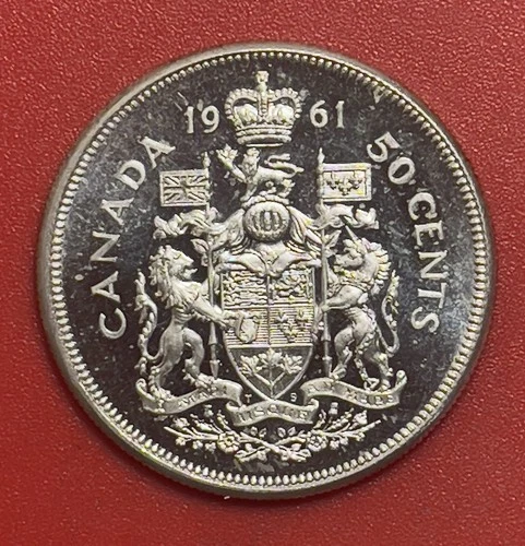 1961 Canada 80% Silver 50 Cents, Half Dollar, Gem Uncirculated.