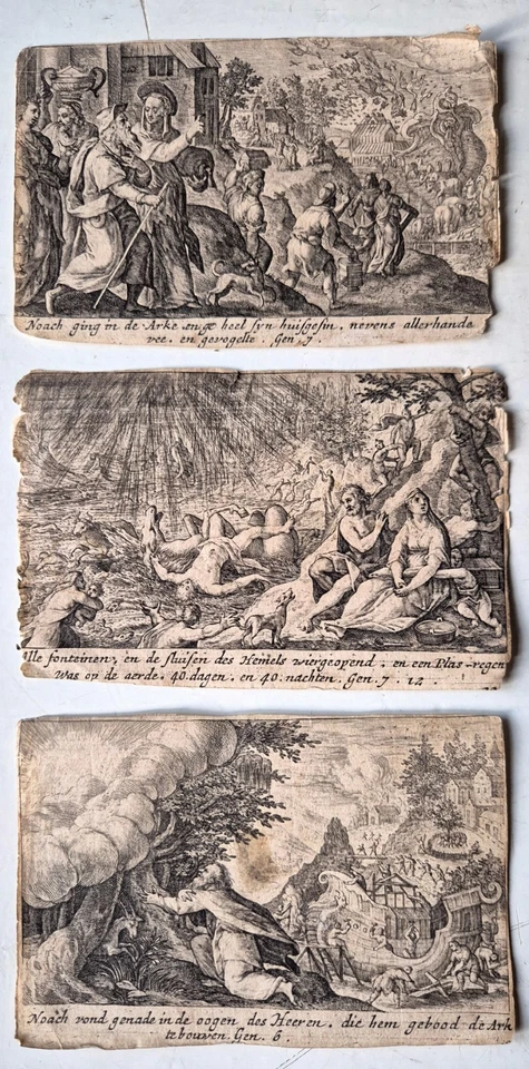 Crispijn van de Passe the Elder , 3 rare master prints from 1612 'Liber Genesis' - Image 4 of 4