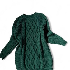 Oversized Chunky Cable Knit Festive Cozy Boho Sweater Dress Womens M Holiday