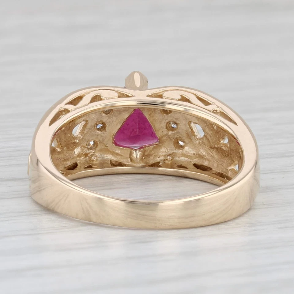 2.02ctw Rubellite Tourmaline Diamond Ring 14k Yellow Gold Size 10 Floral Band - Image 4 of 4