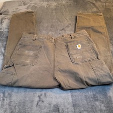 Carhartt Carpenter Relaxed Fit Work Pants Khaki Brown Men's 42x32 Heavy Duty