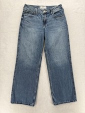 Hollister Curvy Mid-Rise Baggy Wide Leg Jeans Womens 10L Blue Medium Wash Denim