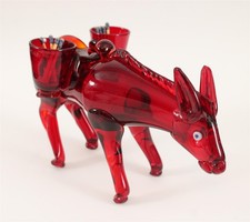 RARE Vintage Murano Art Glass Arte Nuova & Zanetti Donkey Match Holder Sculpture
