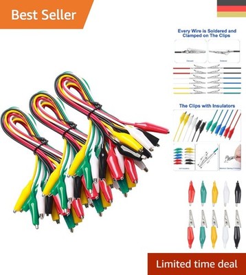 30er Set Krokodilklemmen 50 cm Isolierte Prüfcables für Experimente & Prototypen