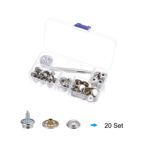 20 Sets Metal Screw Snap Fasteners Kit 10mm Copper Snaps with Tool ...