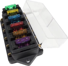 Fuse Block 6 Way Blade Fuse Box 12V 24V Waterproof Fuse Holder with Negative Bus