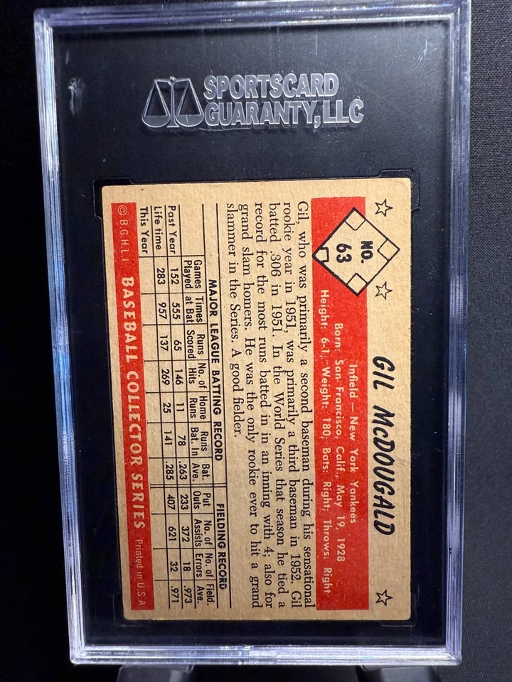 1953 Bowman Color #63 Gil McDougald SGC 5 GREAT PRICE - Image 2 of 2