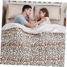 Heated Blanket Electric Blanket Size 62"x84" Fast Heating Twin Cream Leopard
