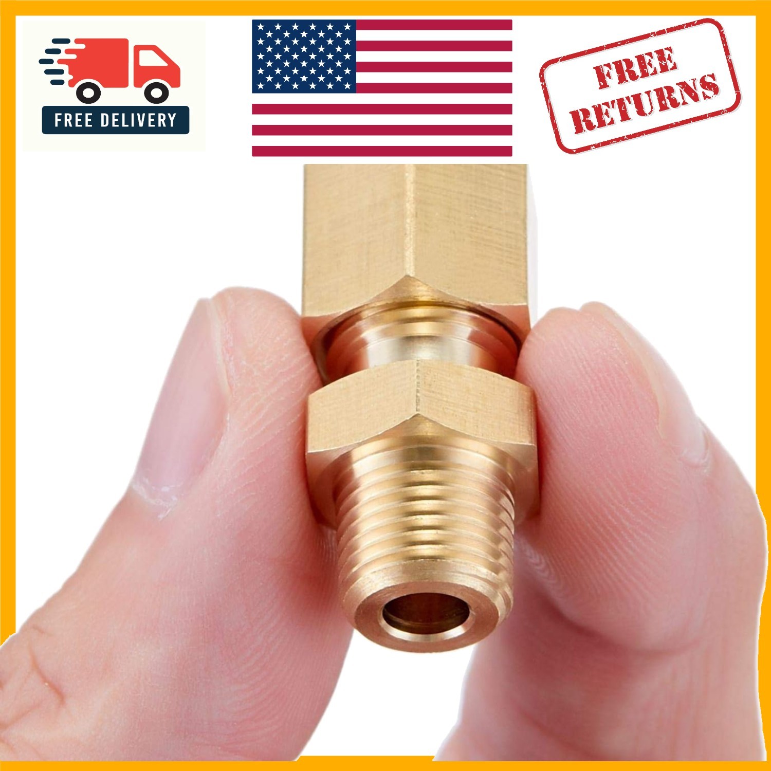 Brass Compression Fitting Set - 4 PCS 1/4" Tube OD x 1/4" Male NPT Connectors