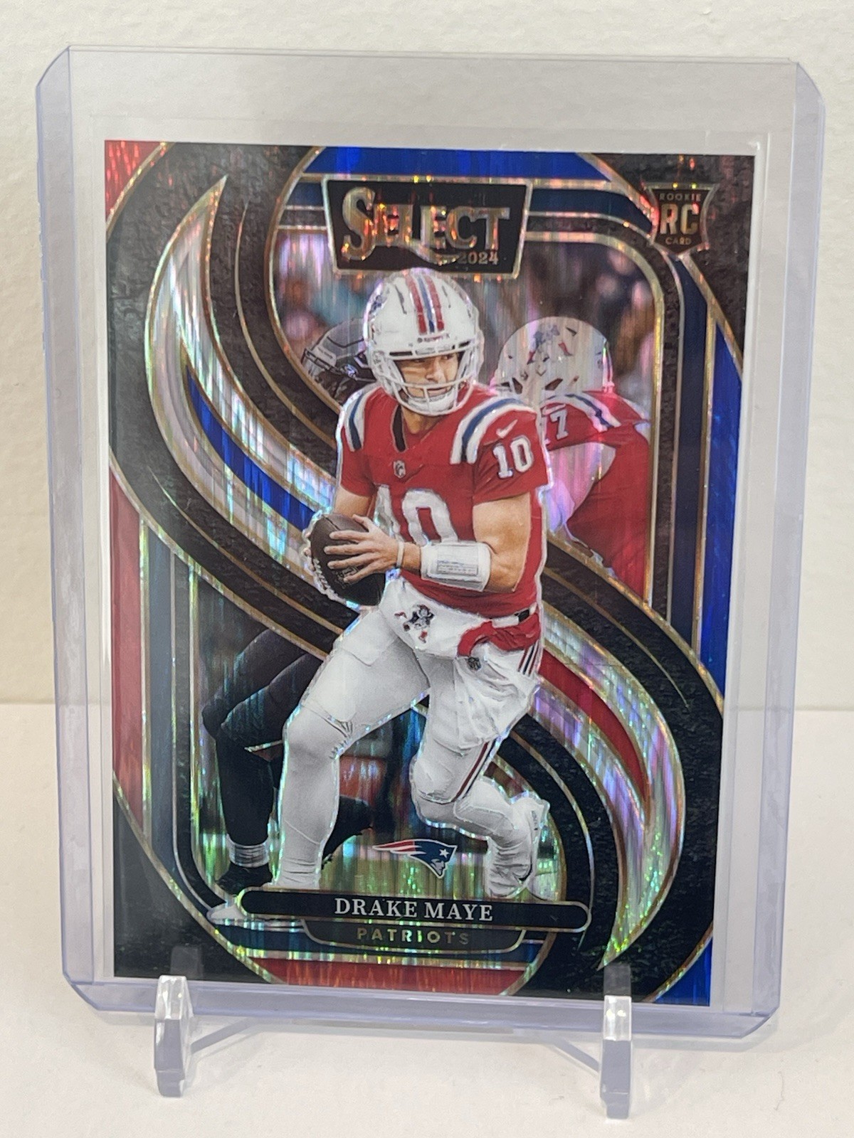 2024 Select, Drake Maye, RC, Premier, Red/Blue shock, #113 (jan26)