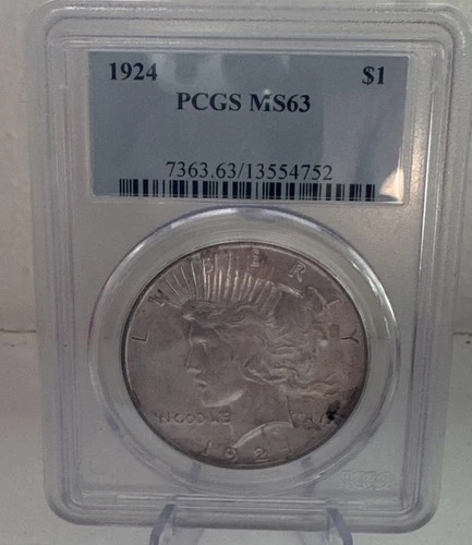 1924 Peace Dollar PCGS MS 63 ** Great Looking Coin