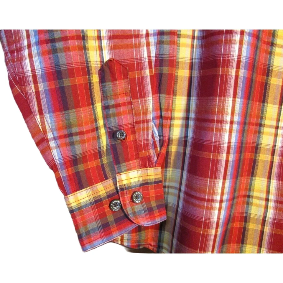 J. Khaki Boy's Shirt, Long Sleeves, Red, Blue, Yellow and White Plaid Size Large - Image 4 of 4