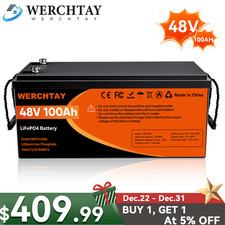 48V 100Ah Lithium LiFePO4 Battery Deep Cycles BMS For RV Sloar Golf Carts 