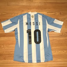 Vintage 2010 Messi #10 Argentina World Cup Home Jersey - Adidas Climacool L Size