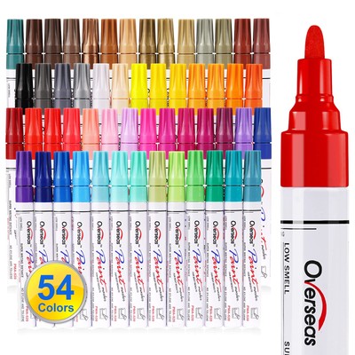 Paint Marker Pens - 54 Colors Permanent Oil Based Paint Markers, Medium Tip, ...