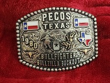Rodeo  1980  X Treme Bullfighting Champion Trophy Buckle  Pecos Texas  Rare  W80