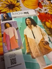 2058 Know Me Lined, Asymmetrical Angular Color Block Coat Sz 16-24 UC Pattern