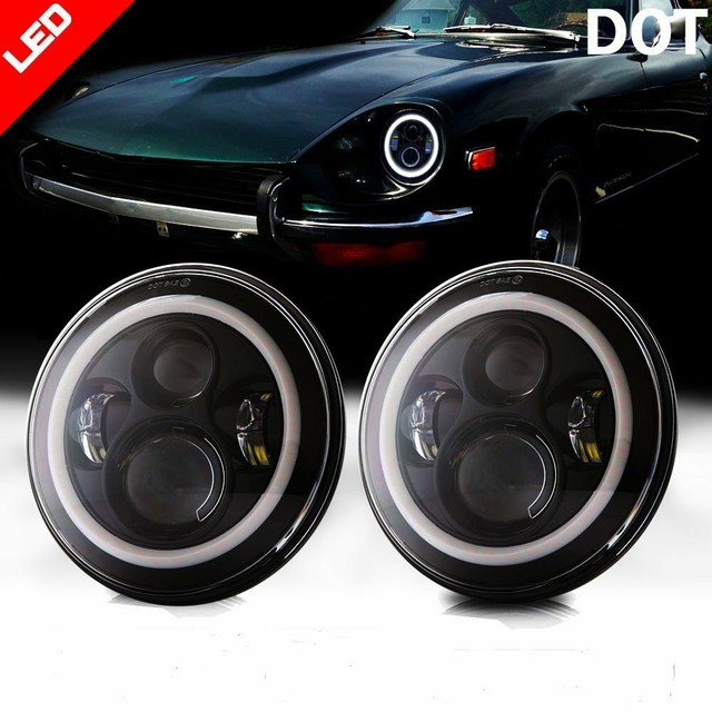7" Inch Angel Eye LED Headlight For Datsun 240Z 260Z 280Z 280ZX 197078